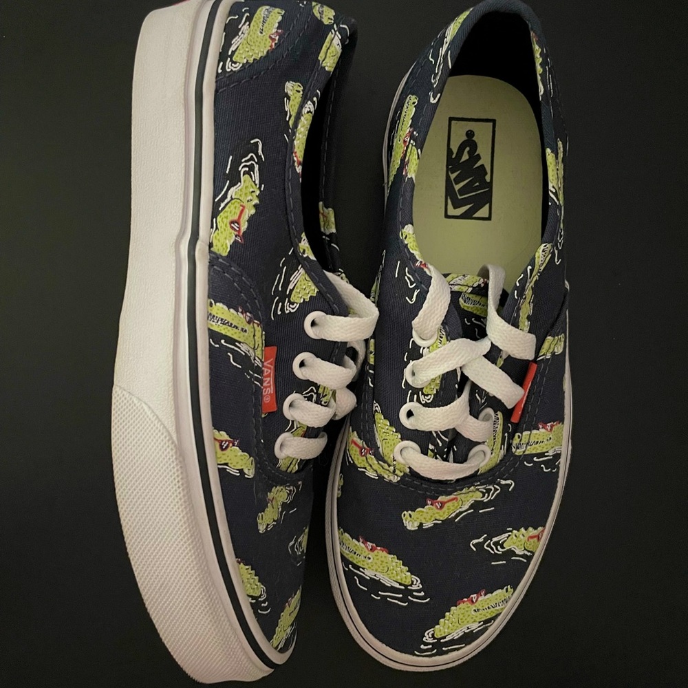 Big kids Authentic Vans- Cool Alligators (glow in the dark)